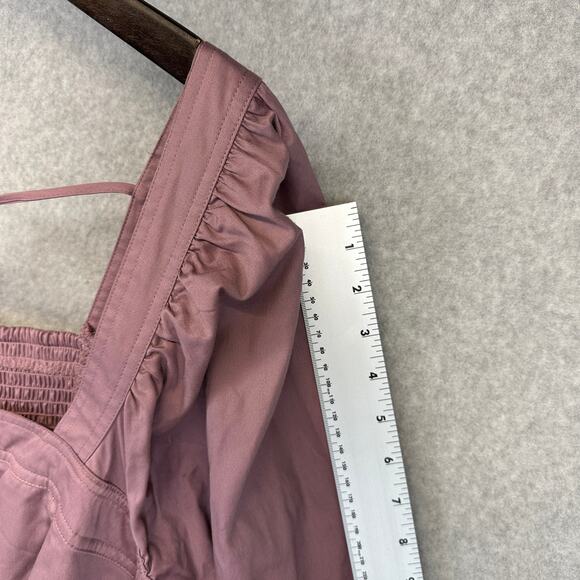 Ava & Viv Balloon Long Sleeve Woven Midi A-Line Dress Size 3X Mauve Square Neck - Picture 13 of 14
